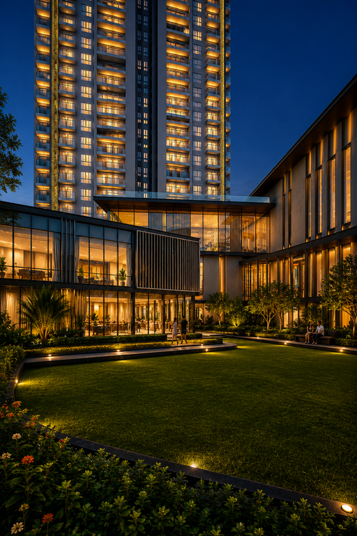 interior render — evening skyline view from Emaar Amaris residence