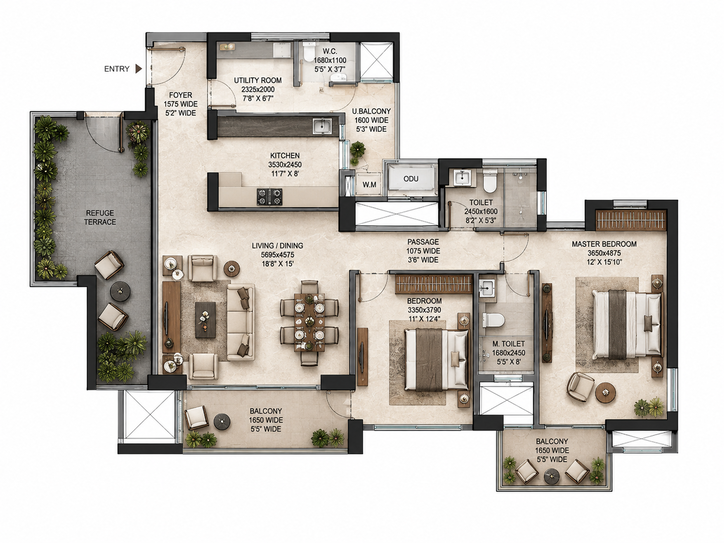 floor plan — Emaar Amaris blurred plan image